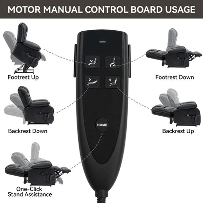 Dual Motor Electric Lift Recliner with 8-Point Massage, Lumbar Heat, and Genuine Leather Upholstery