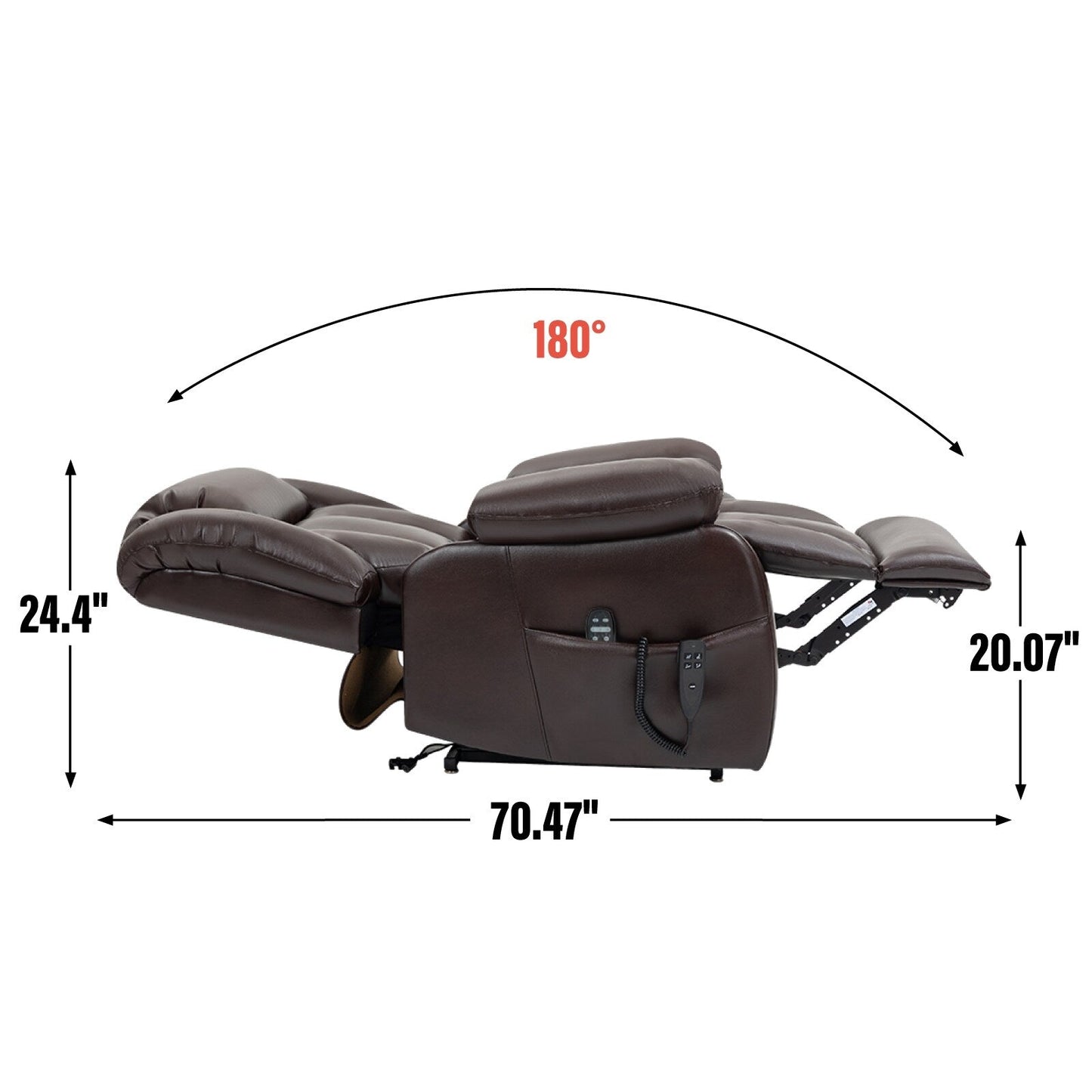 Dual Motor Electric Lift Recliner with 8-Point Massage, Lumbar Heat, and Genuine Leather Upholstery