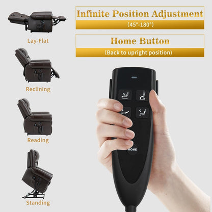 Dual Motor Genuine Leather Lift Recliners, Massage  Heat, USB Ports