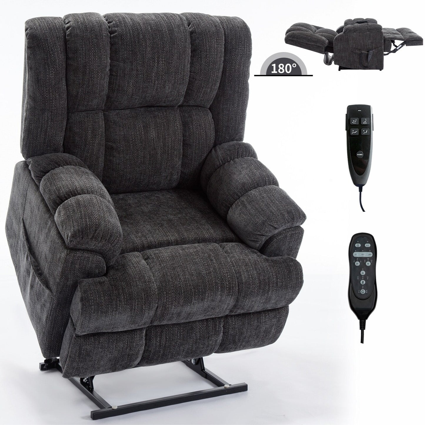 Dual Motor Heat Massage Infinite Position Electric Power Lift Recliners with Power-Remote,Medium-firm and Heavy Duty