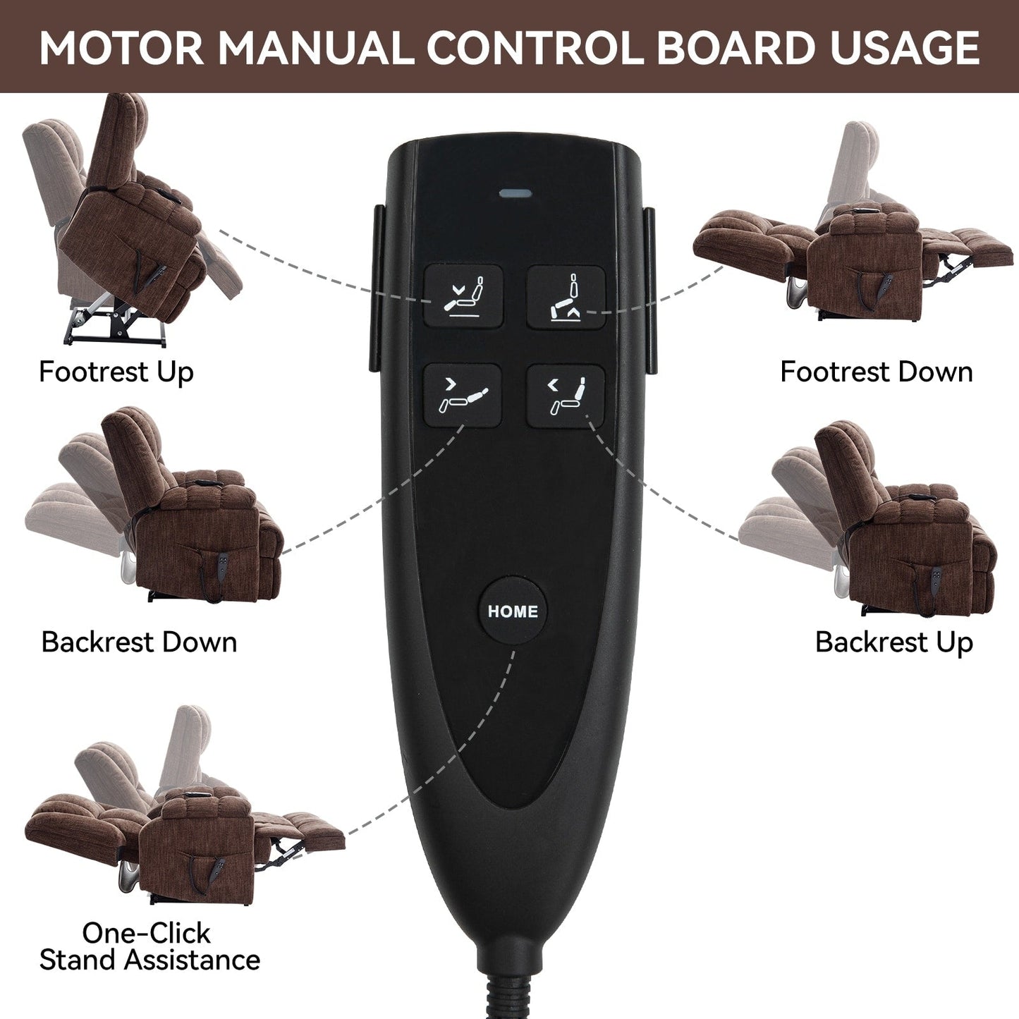Dual Motor Heat Massage Infinite Position Electric Power Lift Recliners with Power-Remote,Medium-firm and Heavy Duty