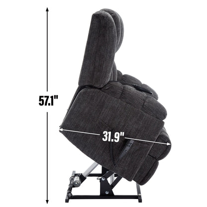 Dual Motor Heat Massage Infinite Position Up to 350 LBS Electric Power Lift Recliners with Power-Remote, Medium-firm