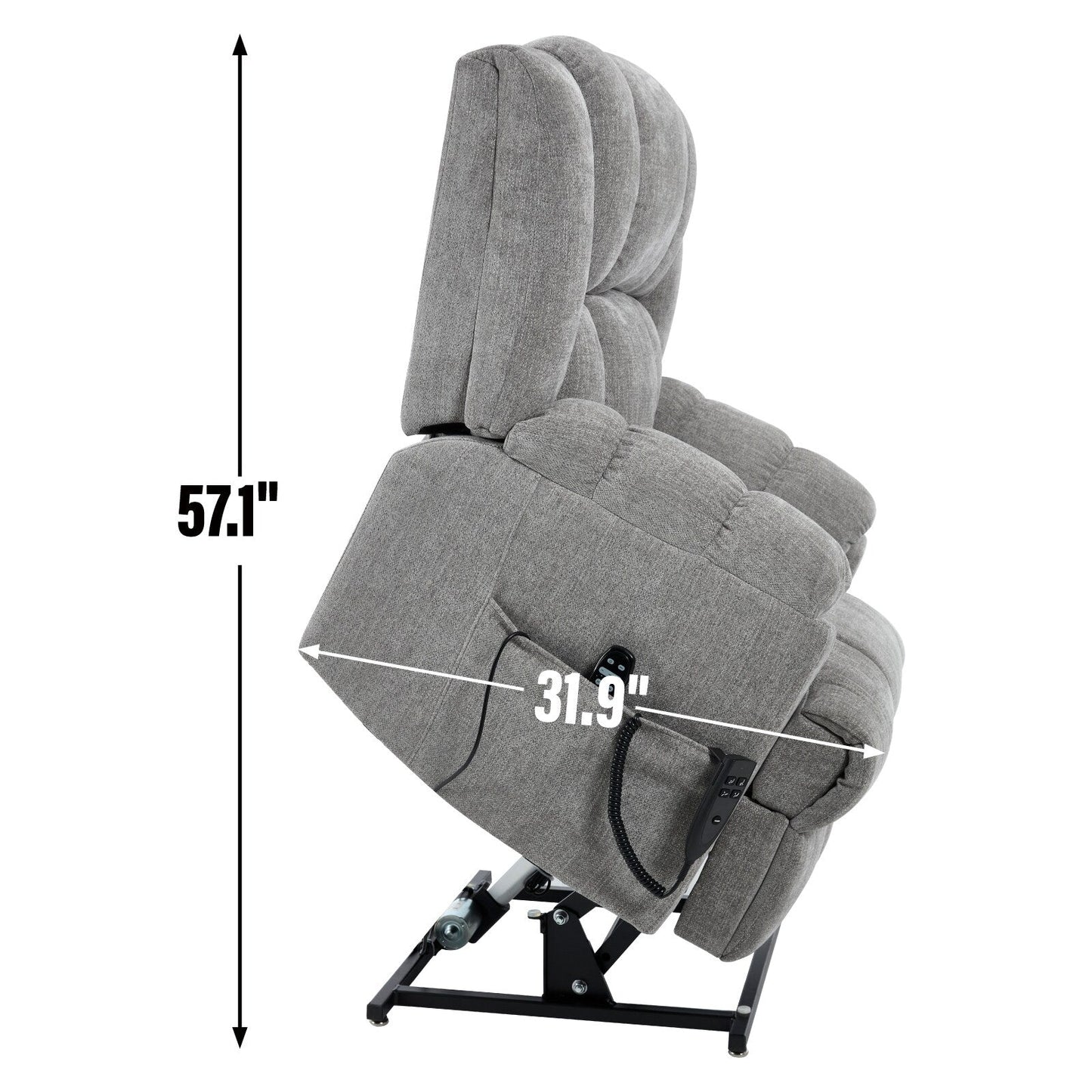 Dual Motor Heat Massage Infinite Position Up to 350 LBS Electric Power Lift Recliners with Power-Remote, Medium-firm