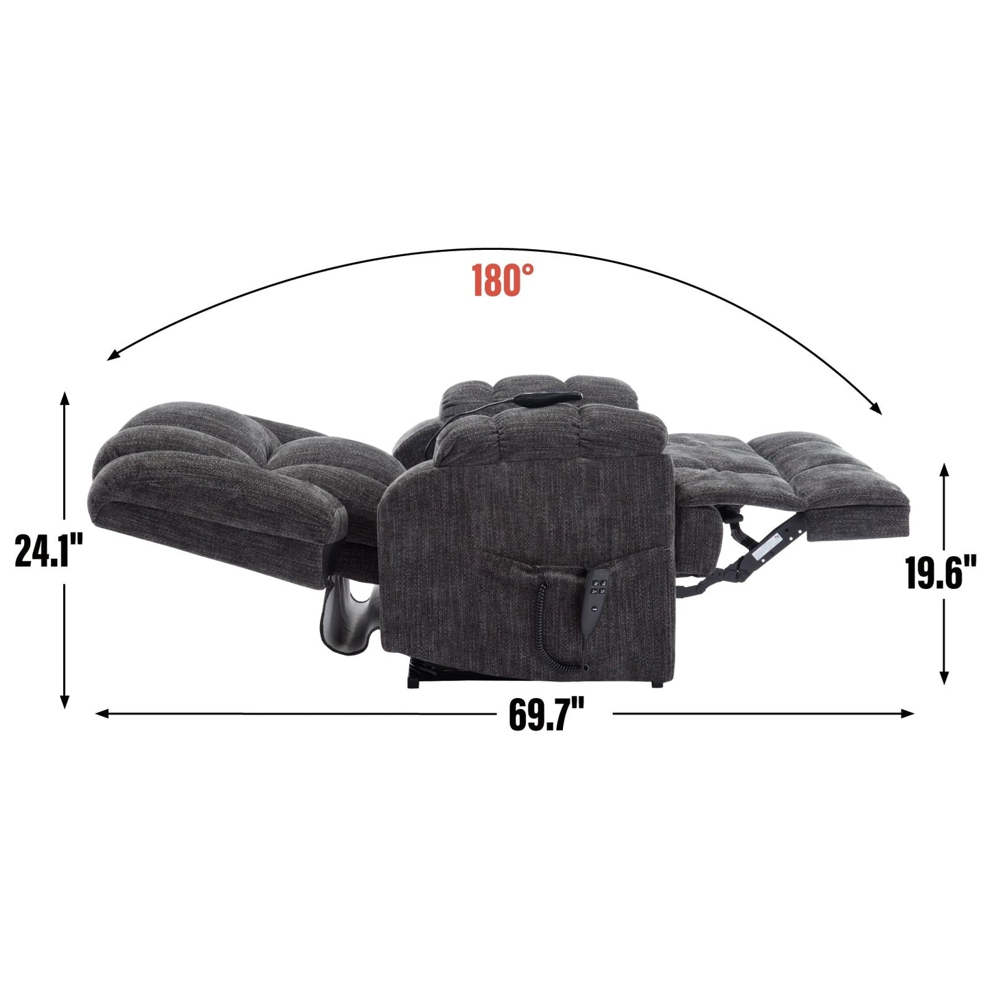 Dual Motor Heat Massage Infinite Position Up to 350 LBS Electric Power Lift Recliners with Power-Remote, Medium-firm