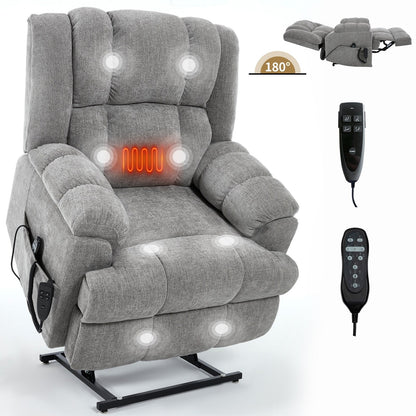 Dual Motor Heat Massage Infinite Position Up to 350 LBS Electric Power Lift Recliners with Power-Remote