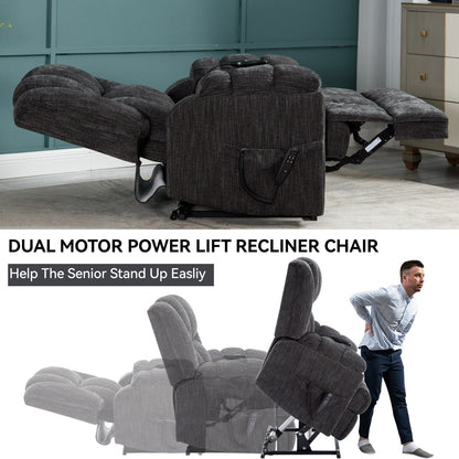 Dual Motor Heat Massage Power Lift Recliner Chair, Infinite Position
