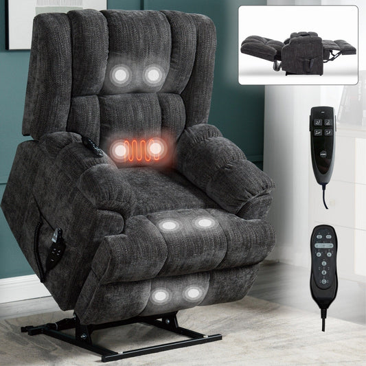 Dual Motor Heat Massage Power Lift Recliner Chair, Infinite Position