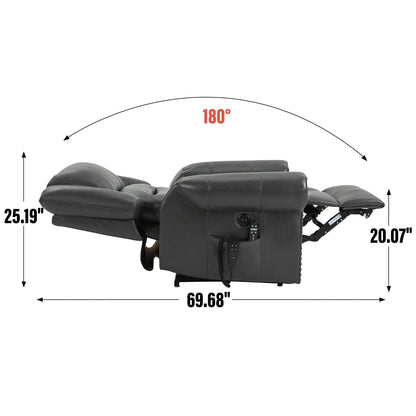 Dual Motor Infinite Position Power Lift Heat Massage Recliner Chair Heavy Duty Motion Mechanism with USB Ports and Side Pockets