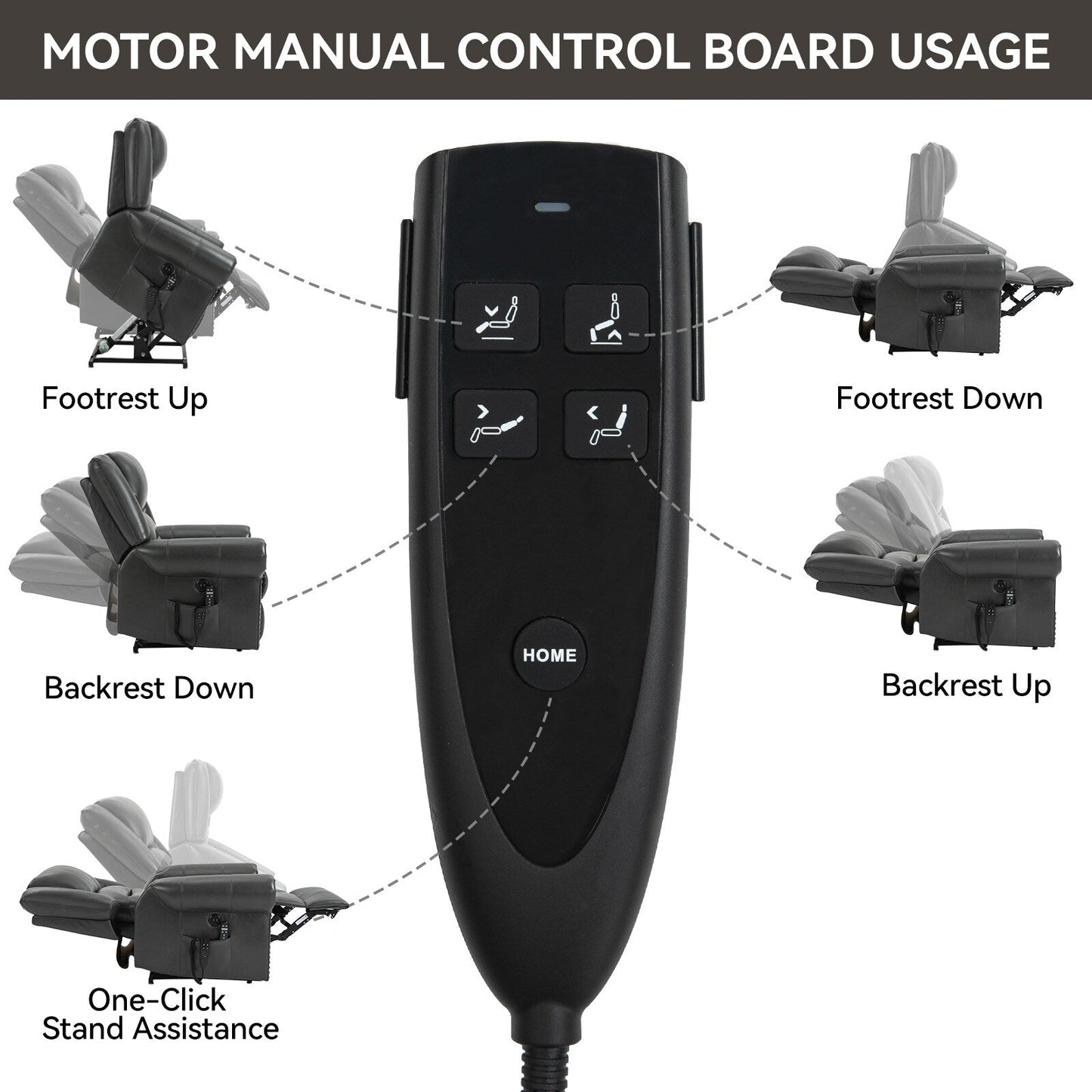 Dual Motor Infinite Position Power Lift Heat Massage Recliner Chair Heavy Duty Motion Mechanism with USB Ports and Side Pockets