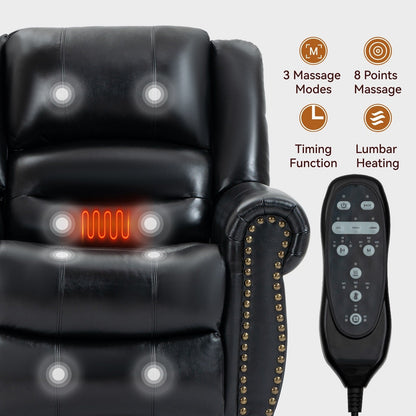 Dual Motor Infinite Position Power Lift Heat Massage Recliner Chair Heavy Duty Motion Mechanism with USB Ports and Side Pockets
