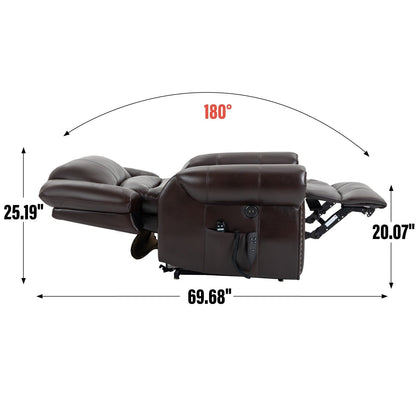 Dual Motor Infinite Position Power Lift Heat Massage Recliner Chair Heavy Duty Motion Mechanism with USB Ports and Side Pockets