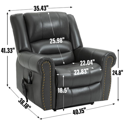 Dual Motor Infinite Position Power Lift Heat Massage Recliner Chair Heavy Duty Motion Mechanism with USB Ports and Side Pockets