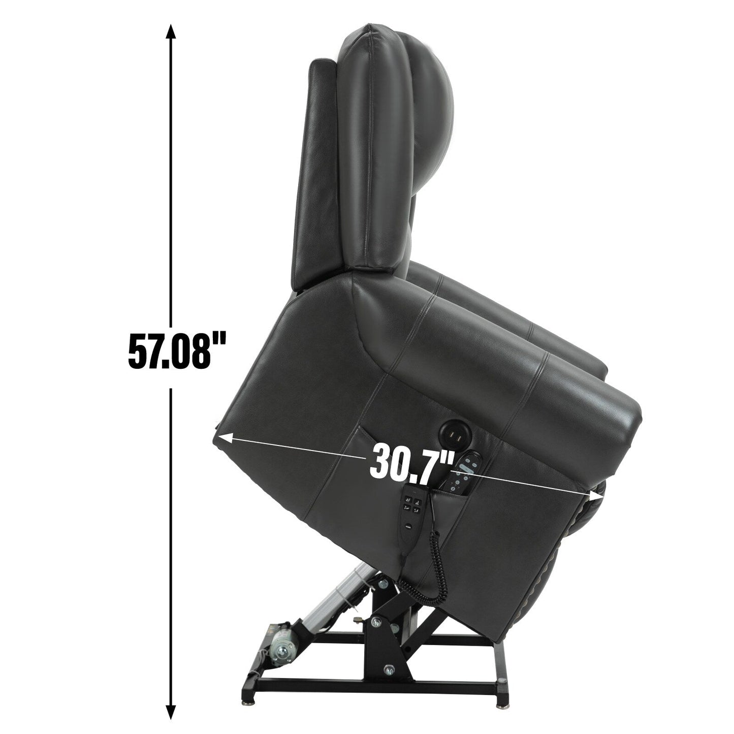 Dual Motor Infinite Position Power Lift Heat Massage Recliner Chair Heavy Duty Motion Mechanism with USB Ports and Side Pockets