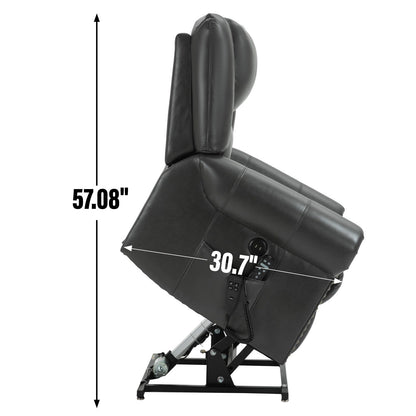 Dual Motor Infinite Position Power Lift Heat Massage Recliner Chair Heavy Duty Motion Mechanism with USB Ports and Side Pockets