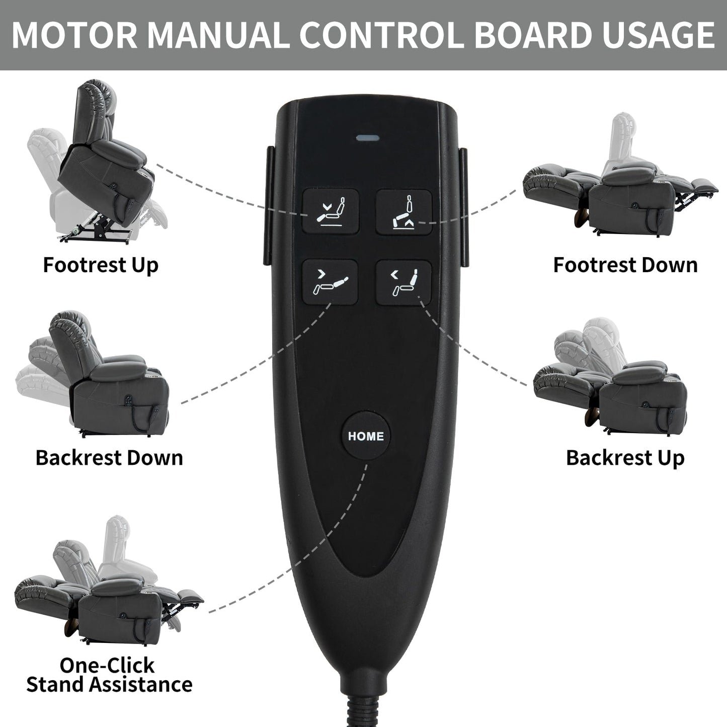 Dual Motor Infinite Position Power Lift Recliner Chair Heavy Duty Motion Mechanism with Massage and Lumbar Heating, Cup Holders