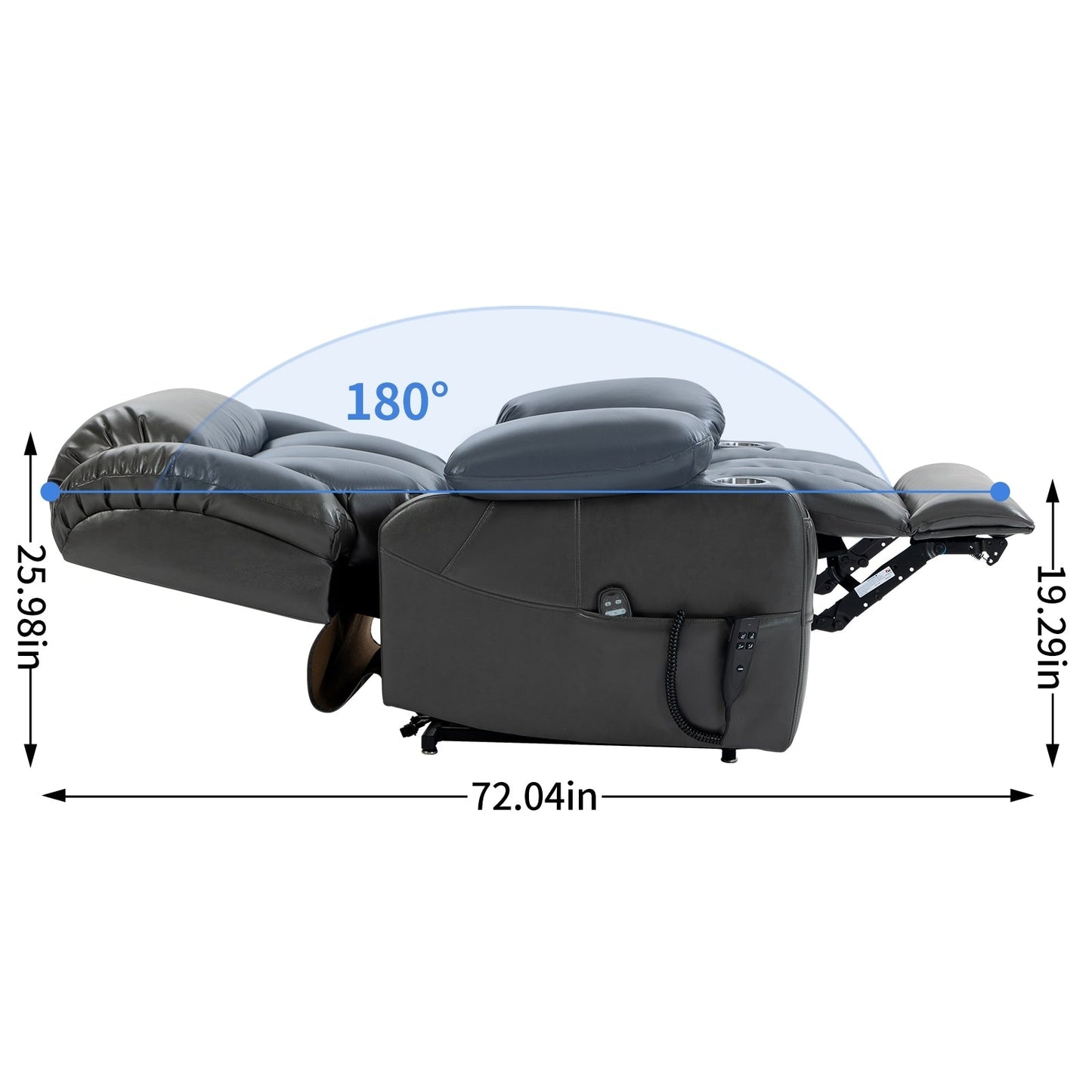 Dual Motor Infinite Position Power Lift Recliner Chair Heavy Duty Motion Mechanism with Massage and Lumbar Heating, Cup Holders
