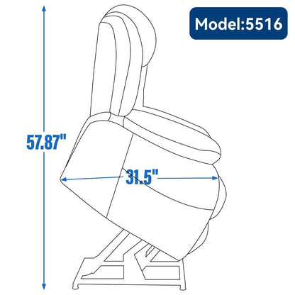 Dual Motor Infinite Position Power Lift Recliner Chair with 8 Point Vibration Massage and Lumbar Heating