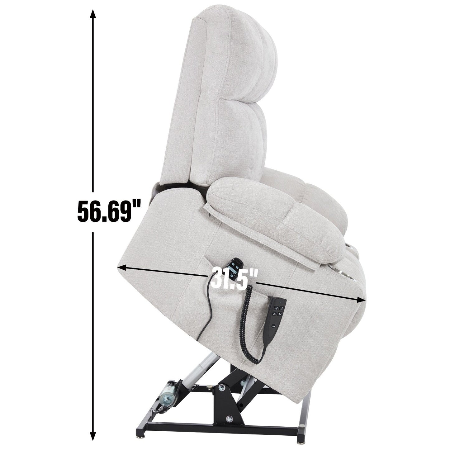Dual Motor Infinite Position Power Lift Recliner Chair, Motion Mechanism with 8-Point Vibration Massage and Lumbar Heating