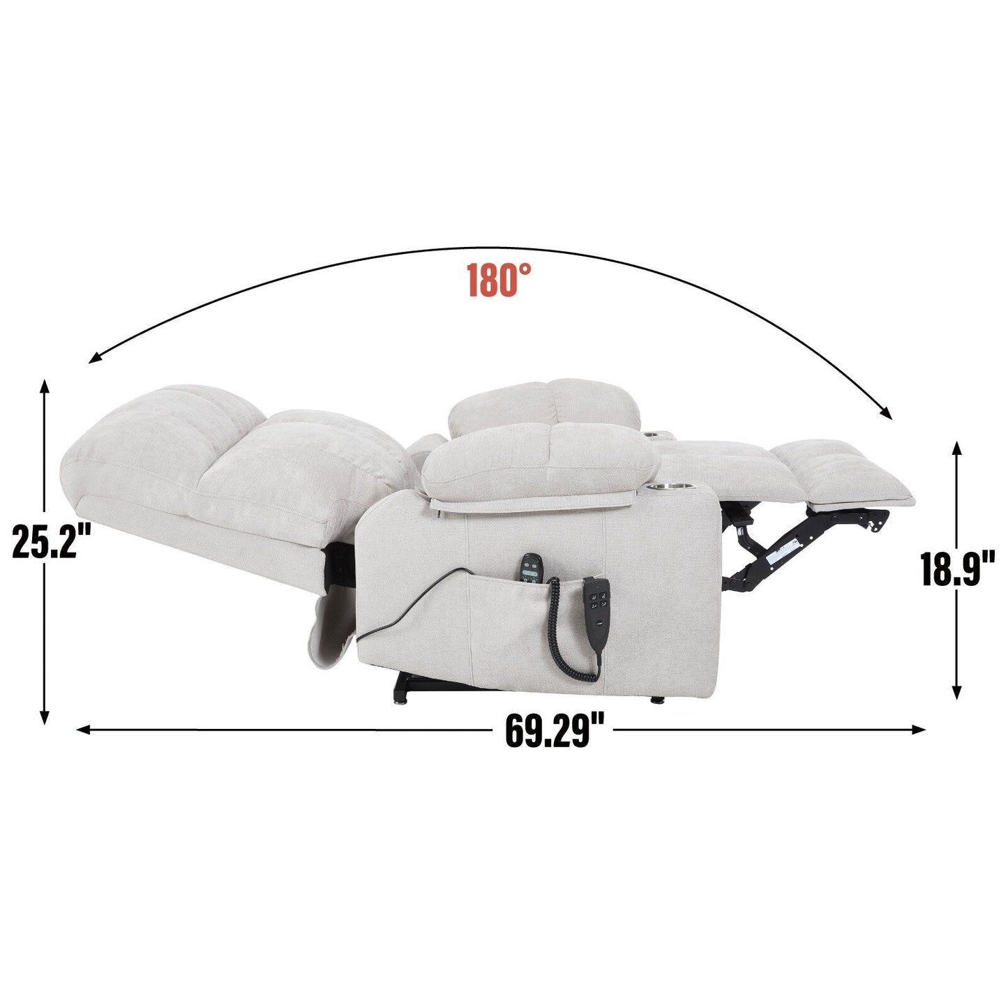 Dual Motor Infinite Position Power Lift Recliner Chair, Motion Mechanism with 8-Point Vibration Massage and Lumbar Heating