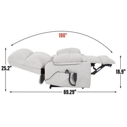 Dual Motor Infinite Position Power Lift Recliner Chair, Motion Mechanism with 8-Point Vibration Massage and Lumbar Heating