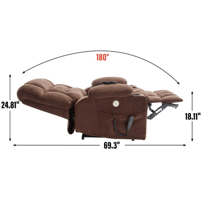 Dual Motor Infinite Position Power Lift Recliner Heavy Duty Motion Mechanism with Lumbar Heat, Cup Holders and Side Pockets