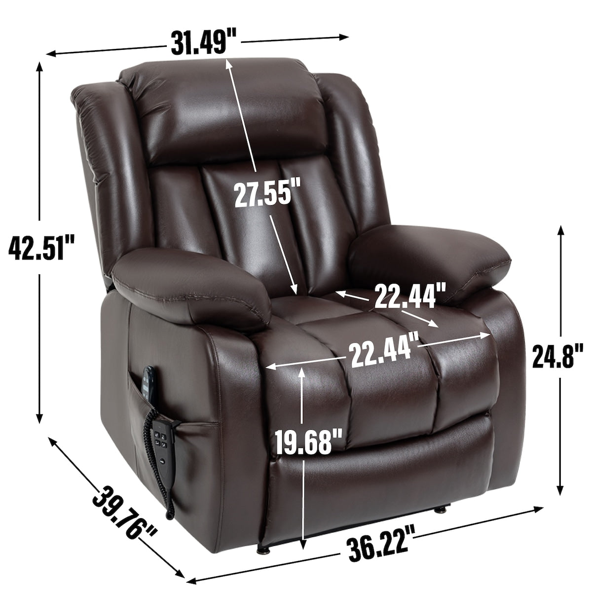 Dual Motor Infinite Position Up to 350 LBS Electric Power Lift Recliner Chair with 8-Point Vibration Massage and Lumbar Heating