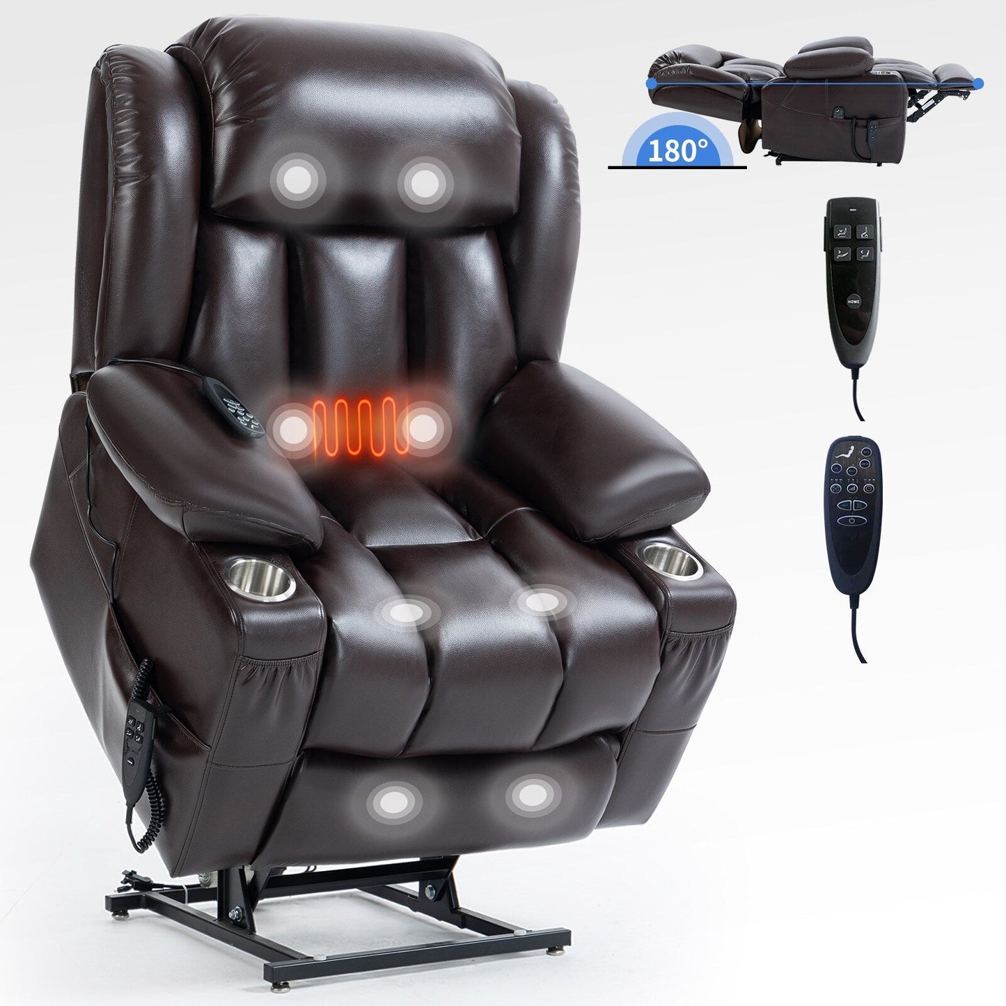 Dual Motor Infinite Position Up to 350 LBS Leatherair Power Lift Recliner Chair, Heavy Duty Motion Mechanism
