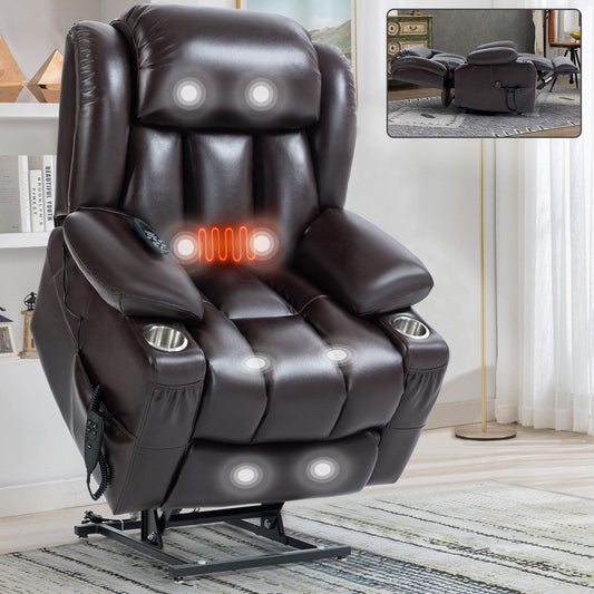 Dual Motor Infinite Position Up to 350 LBS Leatherair Power Lift Recliner Chair, Heavy Duty Motion Mechanism
