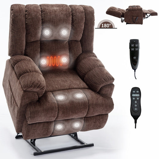 Dual Motor Power Lift Recliner Chair with Heat, Massage, Infinite Positions for Elderly, Heavy Duty Support up to 350 lbs