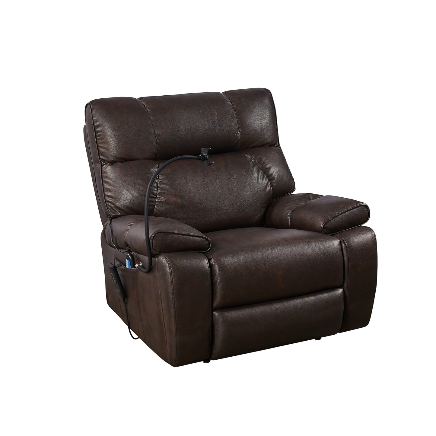 Dual Motor Power Lift Recliner Chair with Massage, Heated Lumbar, Side Pockets, Adjustable Phone Holder and Cup Holders
