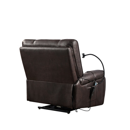 Dual Motor Power Lift Recliner Chair with Massage, Heated Lumbar, Side Pockets, Adjustable Phone Holder and Cup Holders