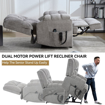 Dual Motor Power Lift Recliner Heat Massage 350 LBS Heavy Duty