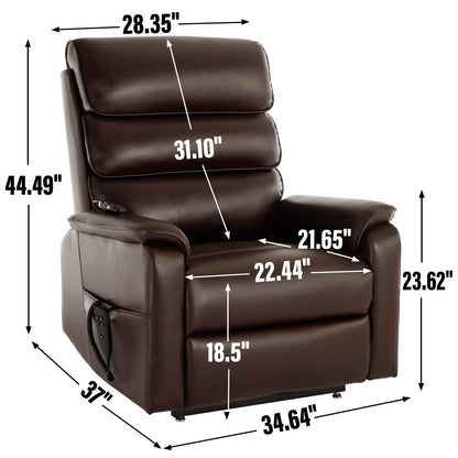 Dual Motor Power Lift Recliner Upholstery Armchair Heat Massage Sofa with Timer Control and Side Pockets, Power Remote