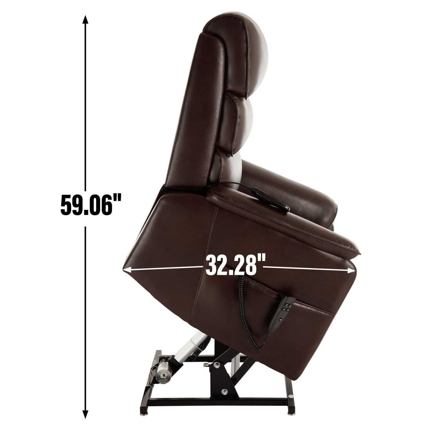 Dual Motor Power Lift Recliner Upholstery Armchair Heat Massage Sofa with Timer Control and Side Pockets, Power Remote