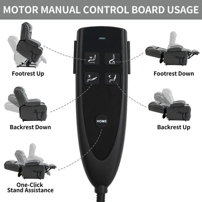 Dual Motor Power Lift Recliner with 8-Point Massage, Lumbar Heating, Stainless Steel Cup Holders, and Side Pockets