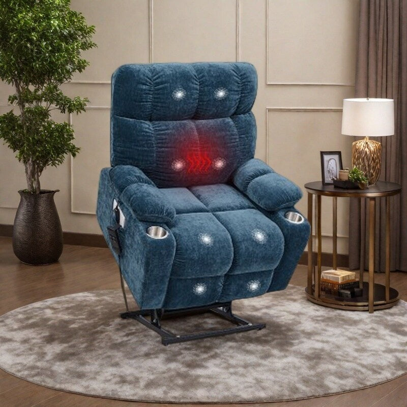 Dual OKIN Motor Power Lift Recliner Chair for Elderly, Infinite 105°-180° Recline, Heat & Massage with 8 Vibrating Points