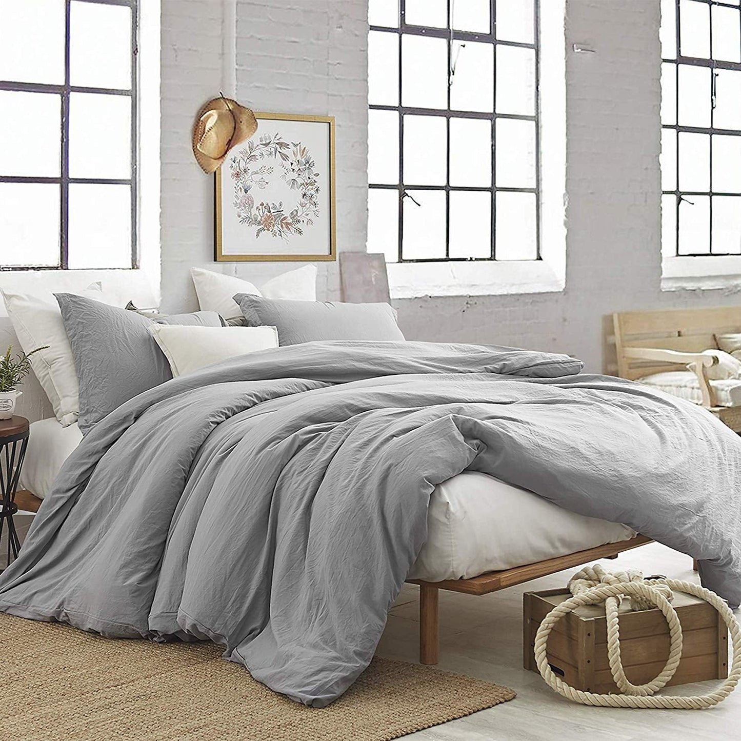 Natural Loft King Solid Duvet Cover Set