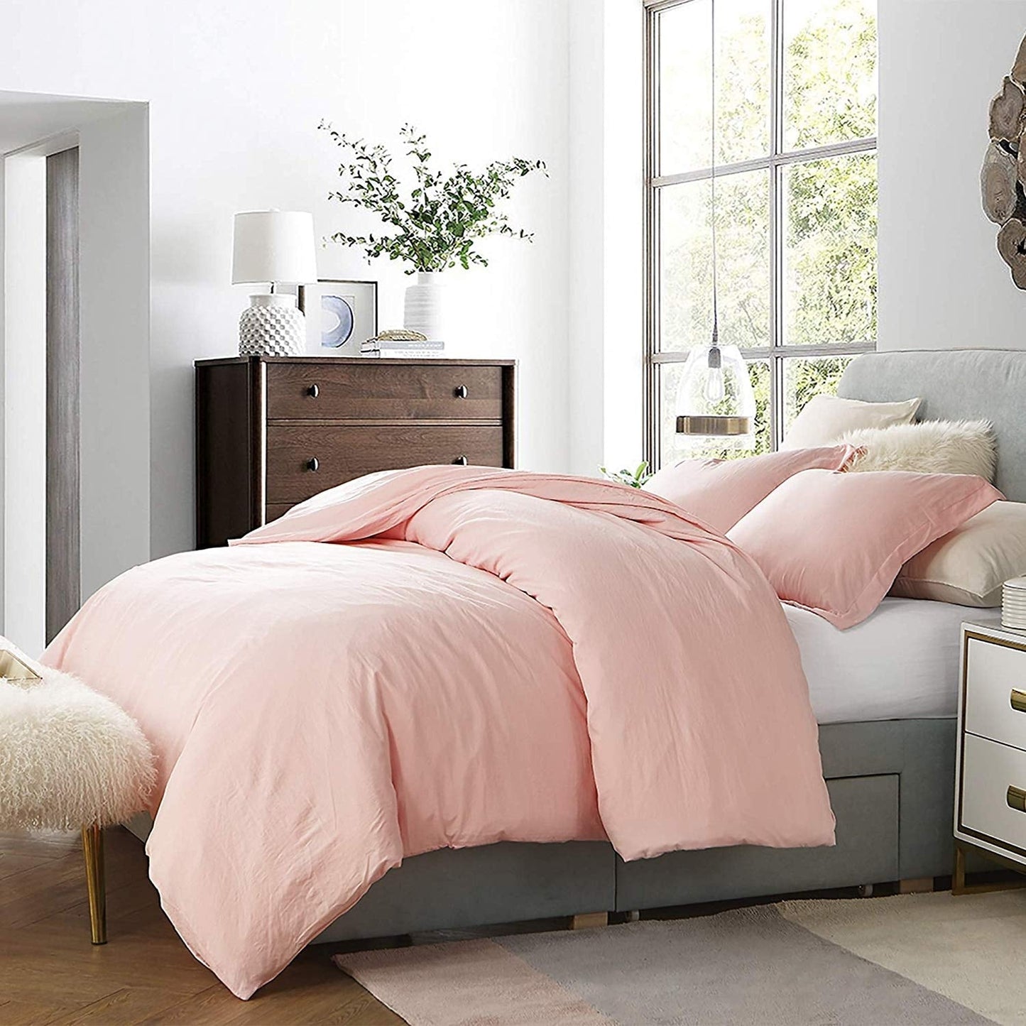Natural Loft King Solid Duvet Cover Set