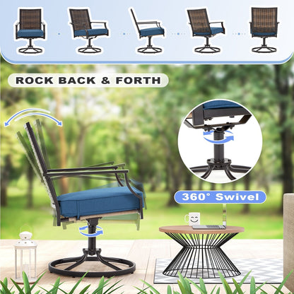 EROMMY Swivel Patio Dining Chairs Set of 2, Outdoor Wicker Aluminum Swivel ChairSwivel Rocker with All-Weather Aluminum Frame