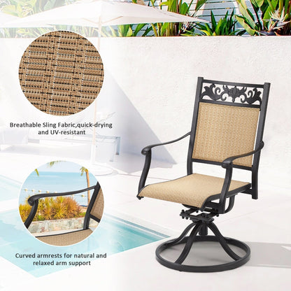 EROMMY Swivel Patio Dining Chairs Set of 2, Outdoor Wicker Aluminum Swivel ChairSwivel Rocker with All-Weather Aluminum Frame
