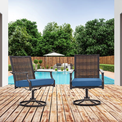 EROMMY Swivel Patio Dining Chairs Set of 2, Outdoor Wicker Aluminum Swivel ChairSwivel Rocker with All-Weather Aluminum Frame