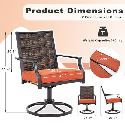 EROMMY Swivel Patio Dining Chairs Set of 2, Outdoor Wicker Aluminum Swivel ChairSwivel Rocker with All-Weather Aluminum Frame