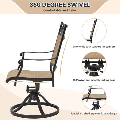EROMMY Swivel Patio Dining Chairs Set of 2, Outdoor Wicker Aluminum Swivel ChairSwivel Rocker with All-Weather Aluminum Frame
