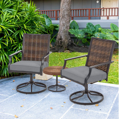 EROMMY Swivel Patio Dining Chairs Set of 2, Outdoor Wicker Aluminum Swivel ChairSwivel Rocker with All-Weather Aluminum Frame