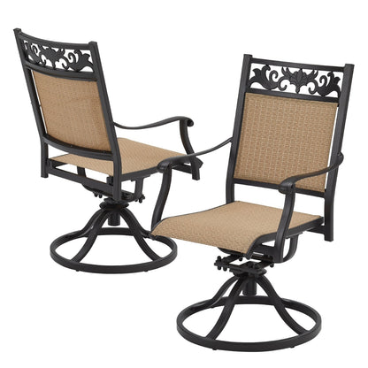 EROMMY Swivel Patio Dining Chairs Set of 2, Outdoor Wicker Aluminum Swivel ChairSwivel Rocker with All-Weather Aluminum Frame