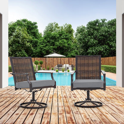 EROMMY Swivel Patio Dining Chairs Set of 2, Outdoor Wicker Aluminum Swivel ChairSwivel Rocker with All-Weather Aluminum Frame