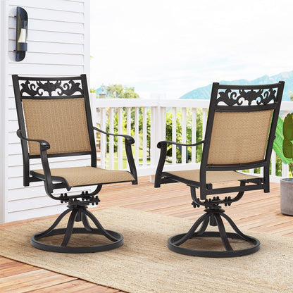 EROMMY Swivel Patio Dining Chairs Set of 2, Outdoor Wicker Aluminum Swivel ChairSwivel Rocker with All-Weather Aluminum Frame
