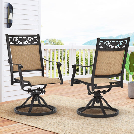 EROMMY Swivel Patio Dining Chairs Set of 2, Outdoor Wicker Aluminum Swivel ChairSwivel Rocker with All-Weather Aluminum Frame