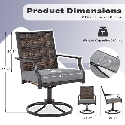 EROMMY Swivel Patio Dining Chairs Set of 2, Outdoor Wicker Aluminum Swivel ChairSwivel Rocker with All-Weather Aluminum Frame