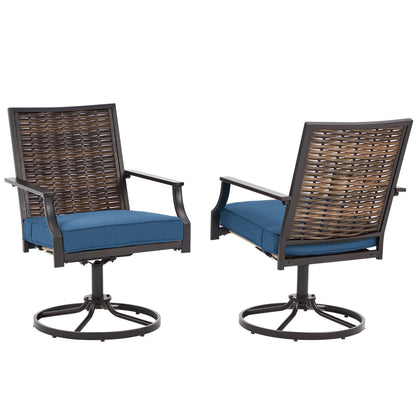 EROMMY Swivel Patio Dining Chairs Set of 2, Outdoor Wicker Aluminum Swivel ChairSwivel Rocker with All-Weather Aluminum Frame